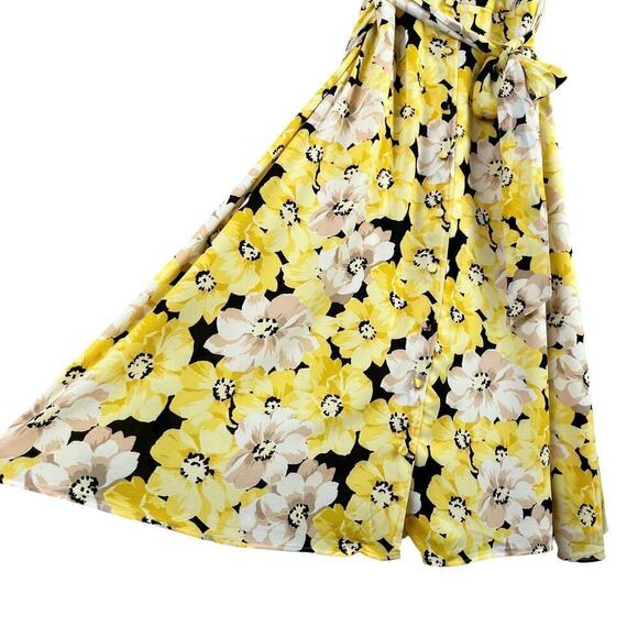 Talbots Stretch‎ Crepe Midi Dress in Yellow Pippy Poppies Floral Print, Size 22W - Picture 10 of 13